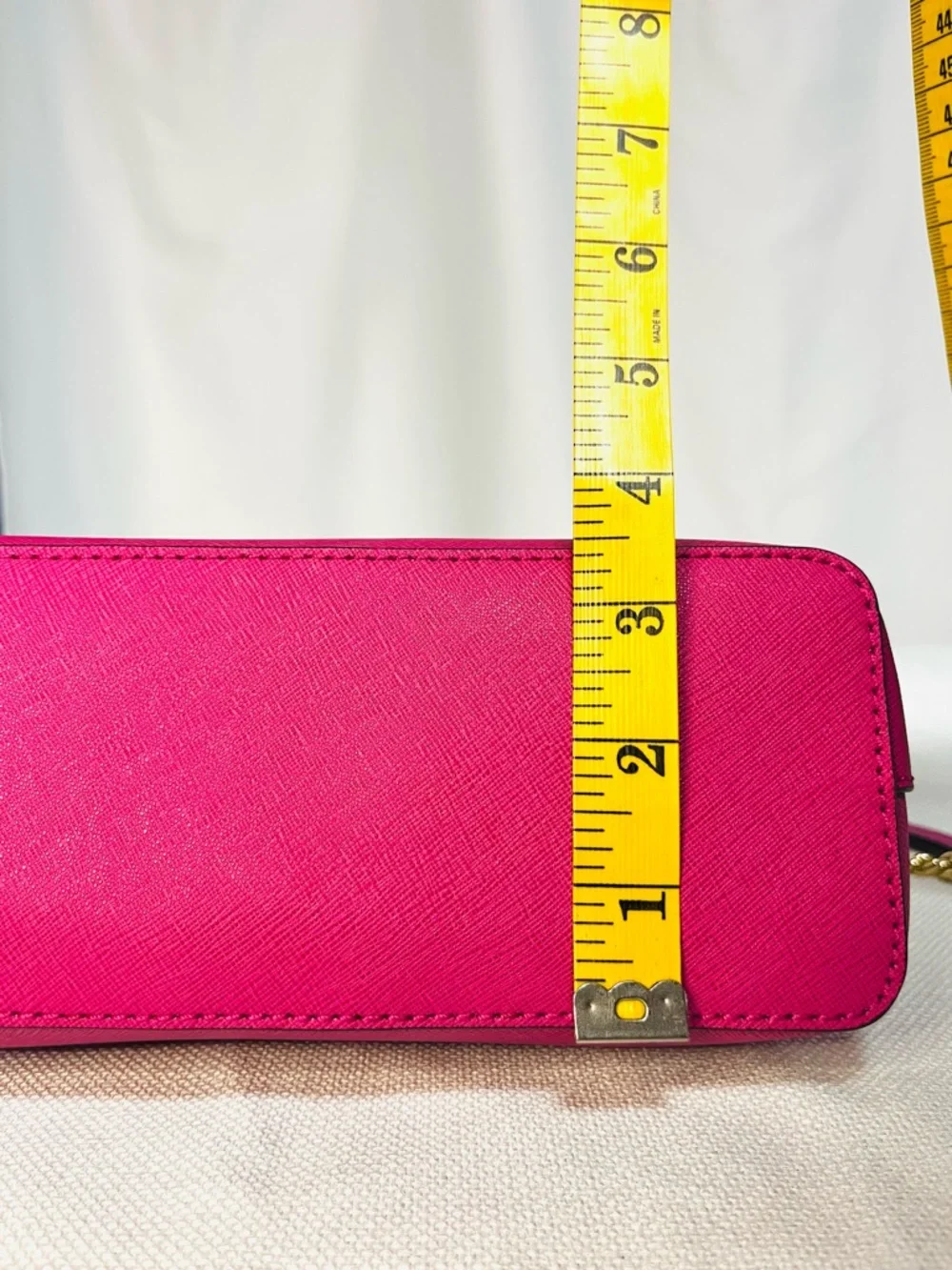 Michael Kors Fuchsia Pink Saffiano Leather Crossbody with Chain & Leather Strap - Picture 11 of 11